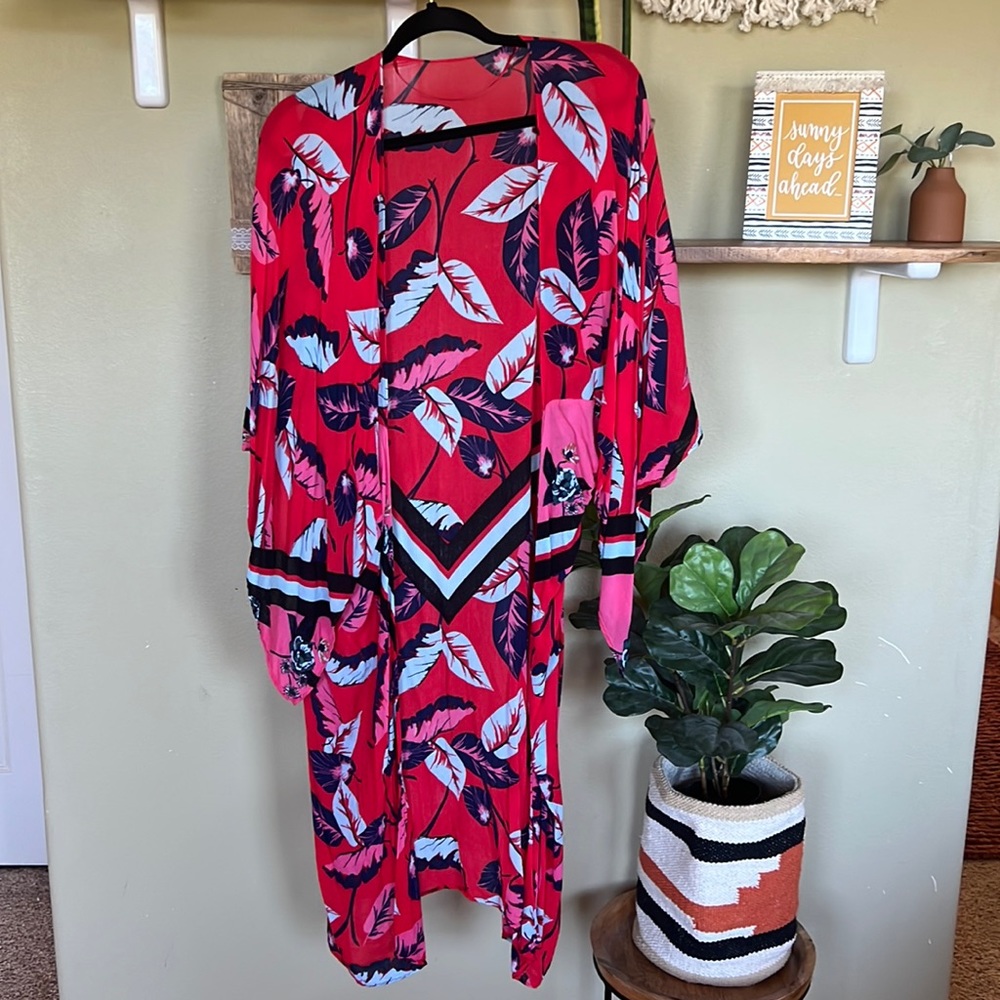 Express: Red Tropical Kimono